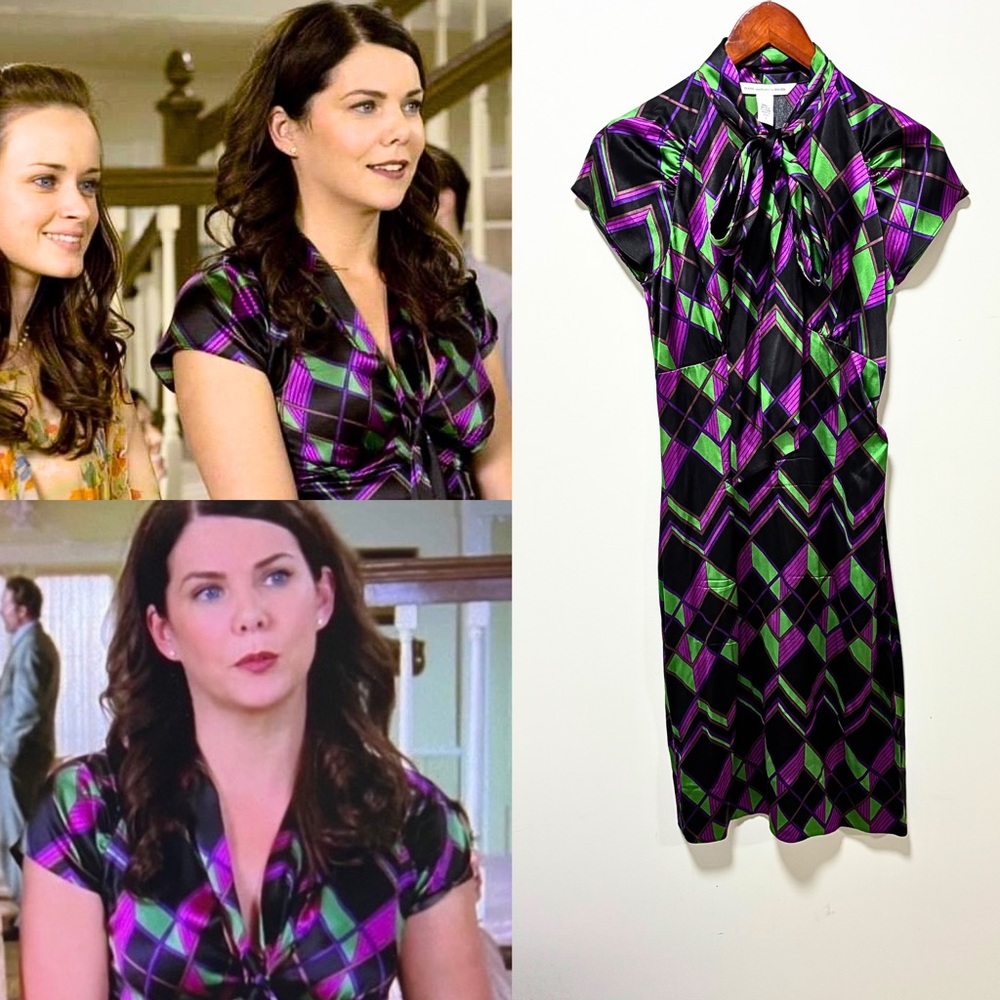ASO Lorelai in Gilmore Girls DVF Silk Geometric Print Dress